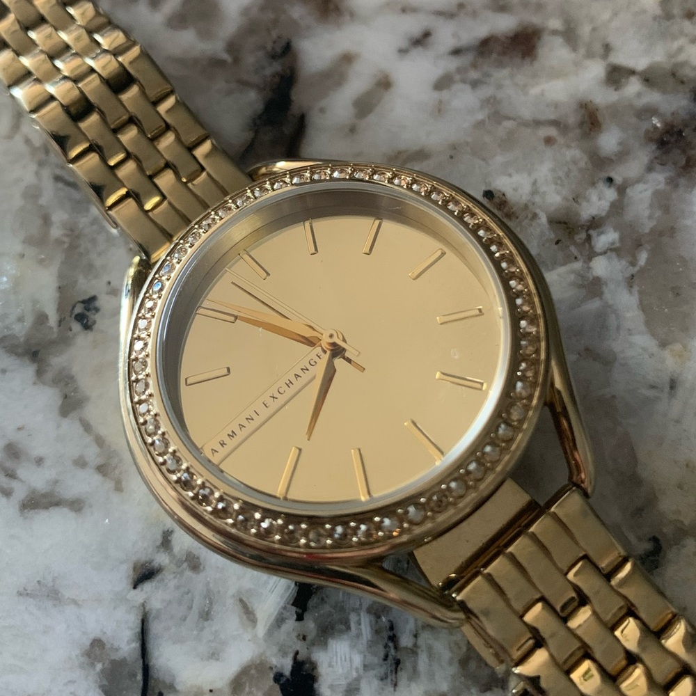 Armani Exchange Champagne Gold Plated Stainless Steel Watch